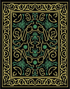 Black Yellow Green Floral Swirl Rug