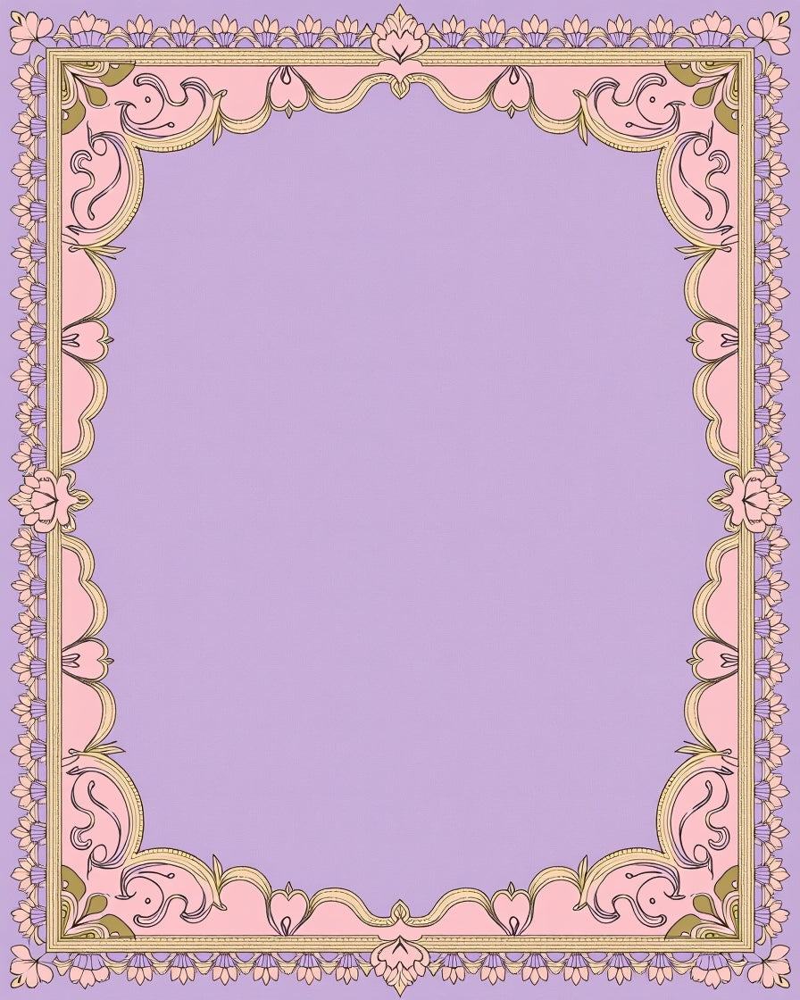 Ornate Lavender Pink Floral Scroll Rug