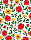 Classic Red Yellow Floral Bouquet Rug