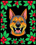 Christmas Holly Dog Portrait Rug