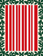 Red White Vertical Stripes Holly Border Rug