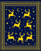 Golden Reindeer Night Sky Art Rug