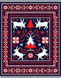 Folk Art Christmas Rabbit Tree Rug