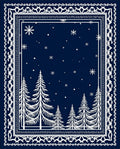Midnight Blue Winter Forest Snowflakes Rug