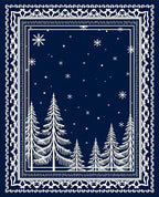 Midnight Blue Winter Forest Snowflakes Rug