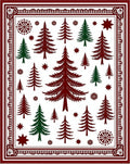 Deep Burgundy Green Forest Trees Rug