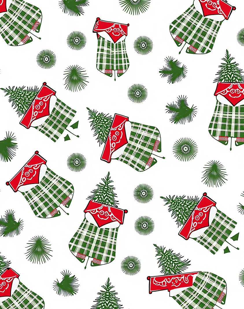 Festive Green Plaid Christmas Stocking Medley Rug