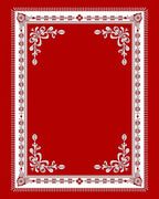 Crimson White Floral Corner Border Rug