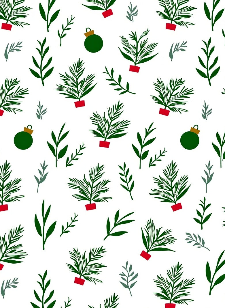 Green Pine Branches Christmas Baubles Rug
