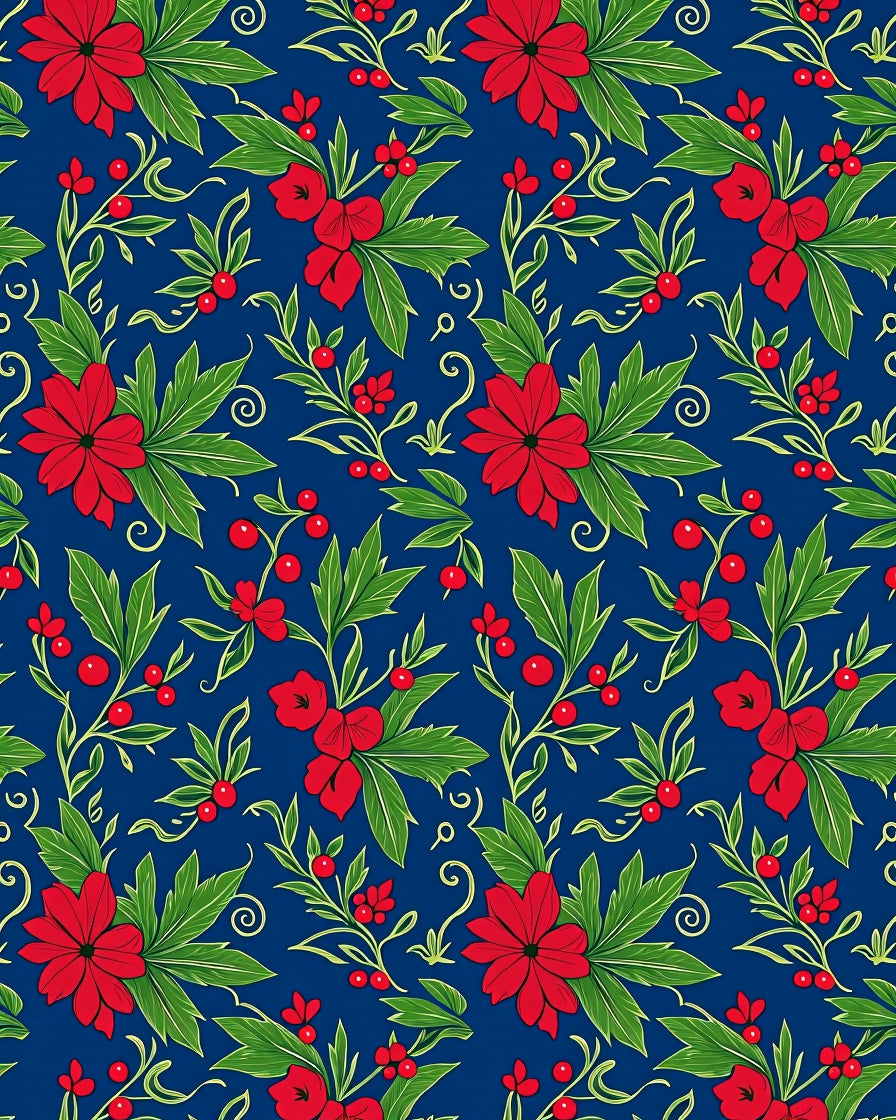 Charming Red Berry Floral Vine Rug