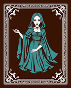 Teal Hooded Sorceress Tribal Frame Rug