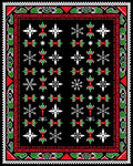 Red Green White Geometric Snowflake Rug