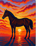 Fiery Sunset Horse Reflection Rug