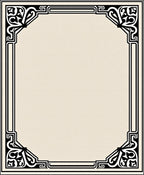 Ivory Black Ornamental Scroll Border Rug