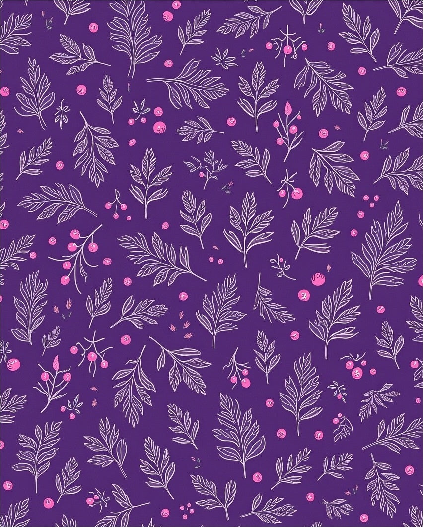 Vibrant Purple Floral Berry Sprigs Rug