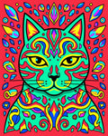 Vibrant Cat Kaleidoscope Jewel Accents Rug