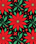 Bold Red Poinsettia Floral Collage Rug