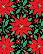 Bold Red Poinsettia Floral Collage Rug