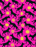 Black silhouette dogs on hot pink Rug