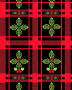 Red Black Plaid Holly Flourish Rug