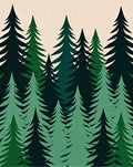 Deep Forest Green Evergreen Trees Rug
