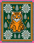 Friendly Orange Tiger Snowflake Forest Rug