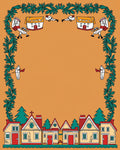 Whimsical Village Christmas Garland Scene Rug