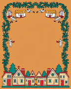 Whimsical Village Christmas Garland Scene Rug