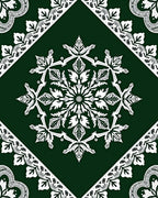 White Snowflake Emerald Mandala Rug