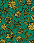 Golden Floral Emerald Garden Swirl Rug