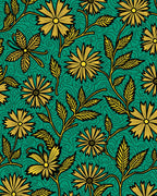 Golden Floral Emerald Garden Swirl Rug