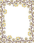 Golden Yellow Floral Vine Border Rug