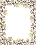 Golden Yellow Floral Vine Border Rug