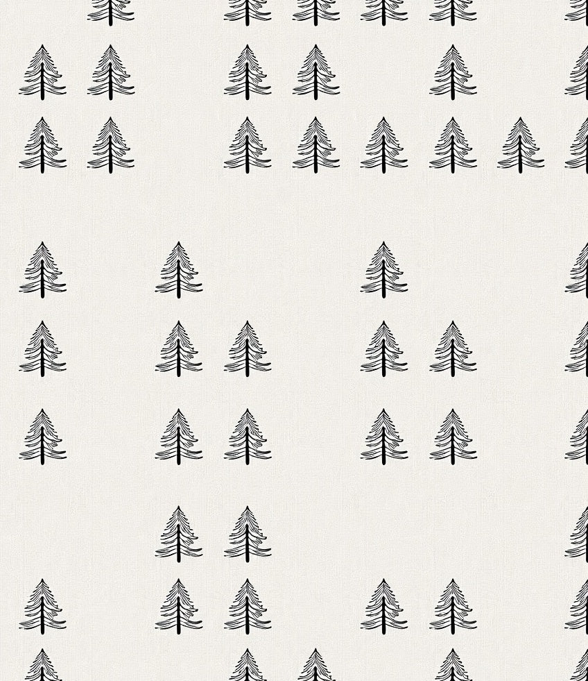Minimalist Black Pine Tree Panorama Rug