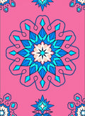 Vibrant Pink Blue Geometric Medallion Rug