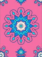 Vibrant Pink Blue Geometric Medallion Rug
