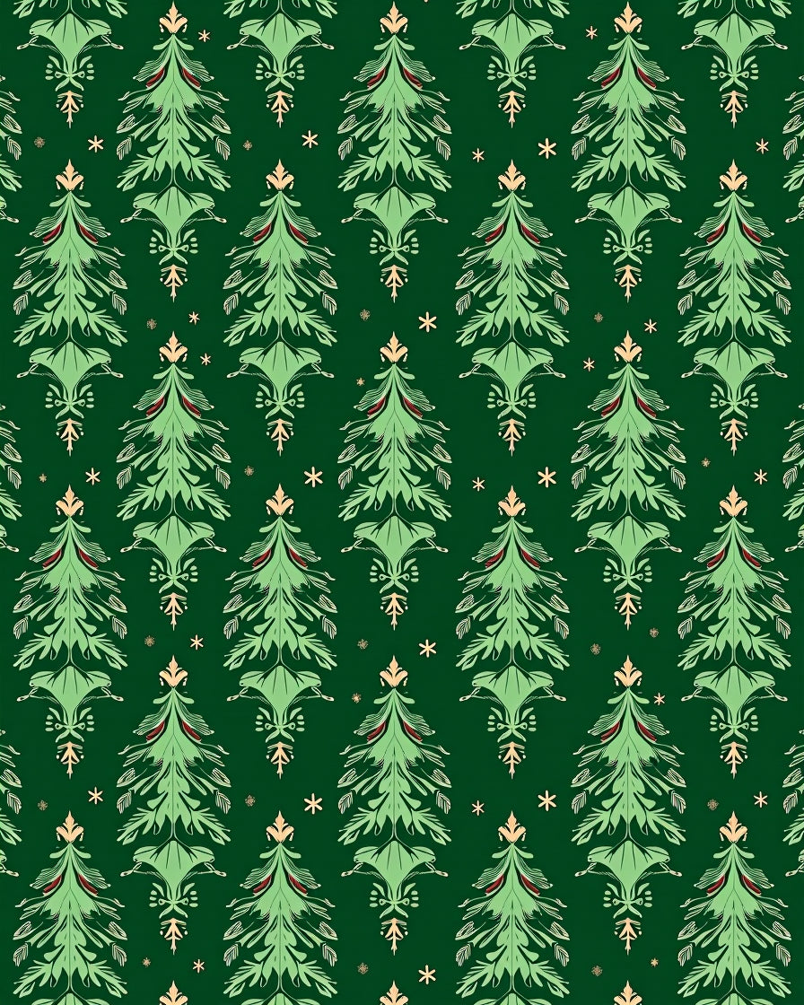 Elegant Emerald Green Christmas Tree Medallion Rug