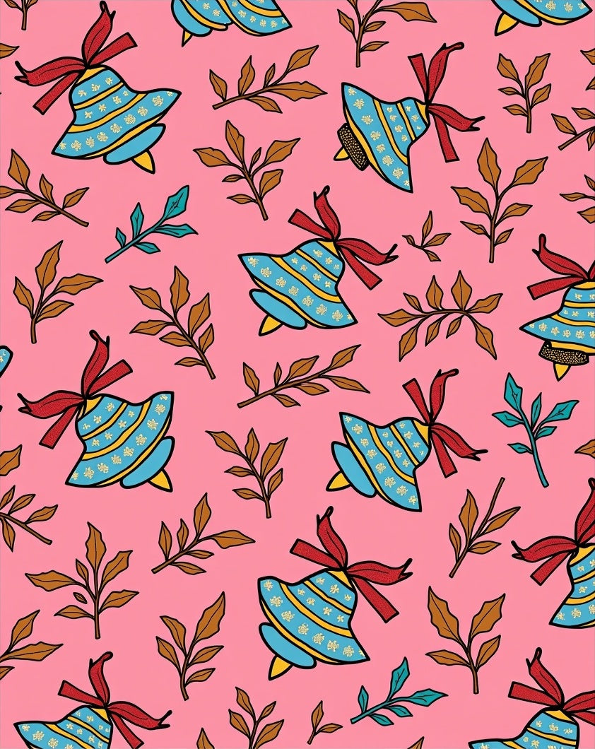 Pink Blue Bell Garland Rug