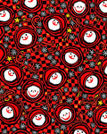 Whimsical Red Checkerboard Grin Faces Rug