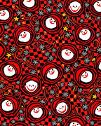 Whimsical Red Checkerboard Grin Faces Rug