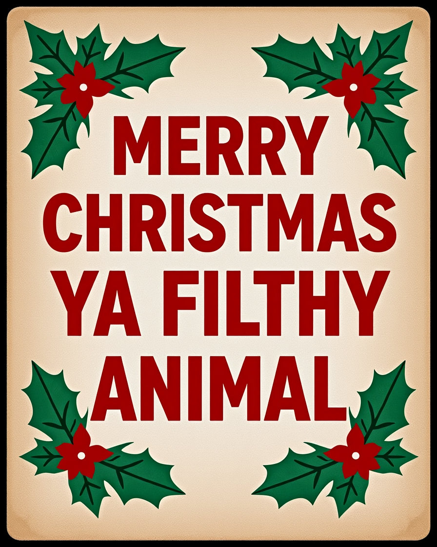 Merry Christmas Filthy Animal Holly Rug
