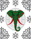 Green Red Spot Elephant Mandala Rug