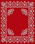 Crimson White Floral Border Medallion Rug