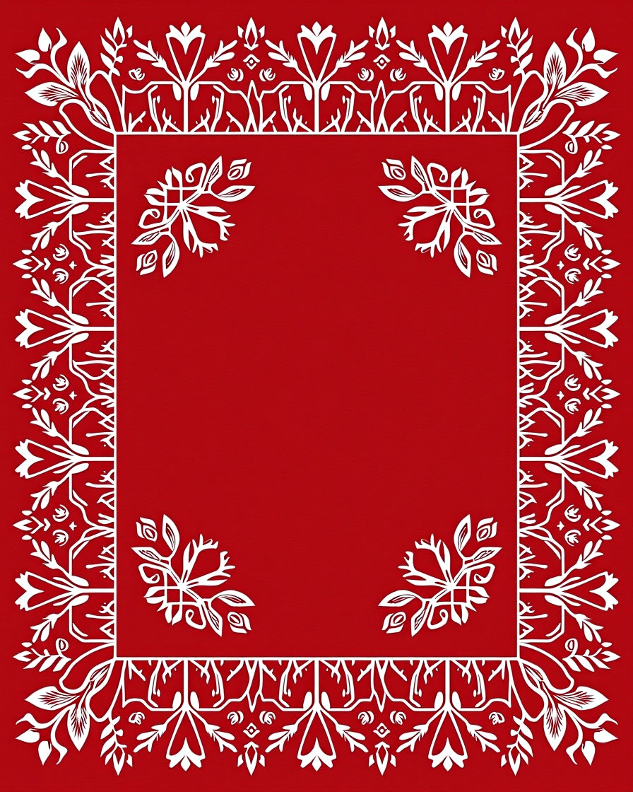 Crimson White Floral Border Medallion Rug