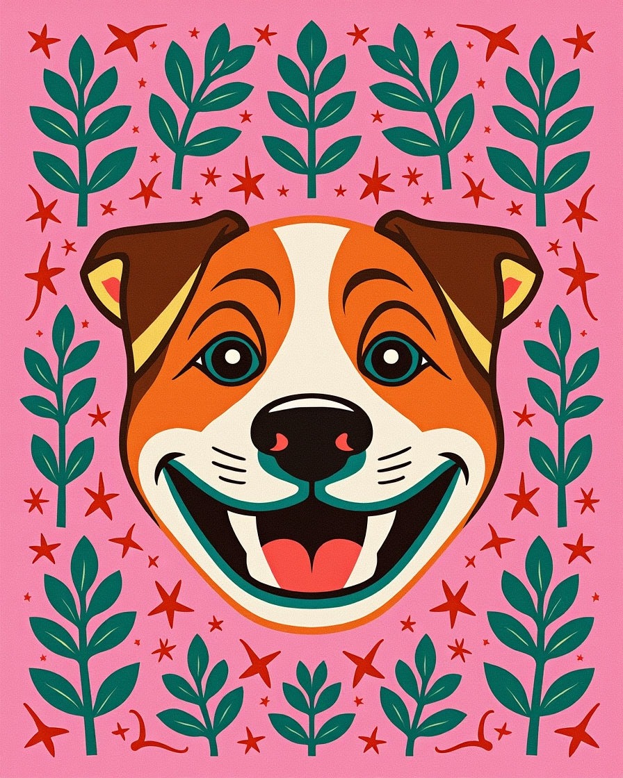 Joyful Pink Dog Garland Flora Rug