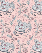 Sketchy Pink Foliage Sneaker Collage Rug