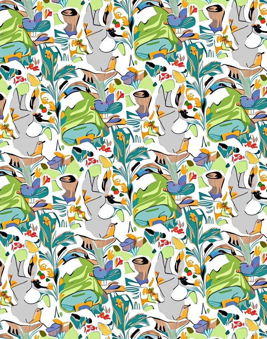 Whimsical Abstract Tropical Garden Rug