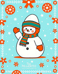 Winter Snowman Orange Festive Border Rug