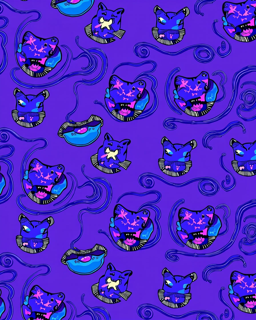 Vivid Blue Cosmic Cat Swirl Rug