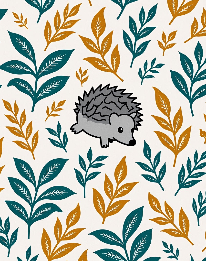 Whimsical Hedgehog Woodland Foliage Rug